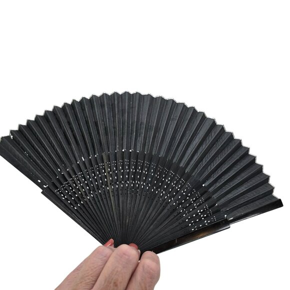 Handcrafted Oriental Folding Fan With Crane & Pine Tree Design je188 - Picture 7 of 13